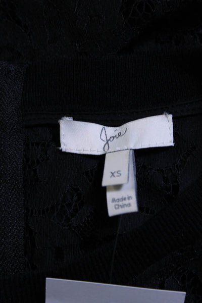 Joie Women's Long Sleeve Lace Crewneck Sweater Black Size XS