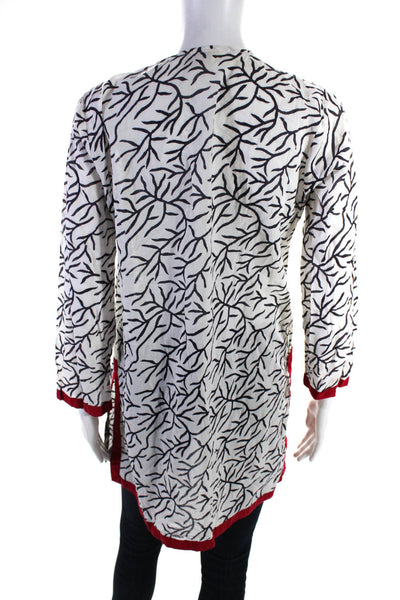 Roberta Roller Rabbit Womens 3/4 Sleeve V Neck Printed Tunic Shirt White Small