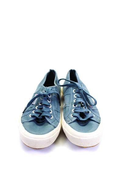 Superga Womens Canvas Low Top Lace Up Casual Athletic Sneakers Blue Cream Size 8