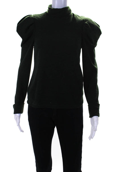 Petersyn Womens Pullover Turtleneck Puff Long Sleeve Sweater Green Size S