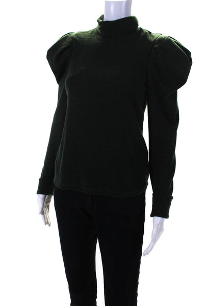 Petersyn Womens Pullover Turtleneck Puff Long Sleeve Sweater Green Size S
