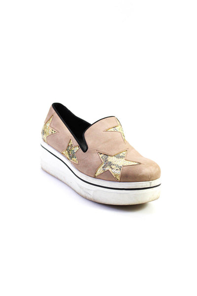 Stella McCartney Womens Brown Star Print Slip On Platform Sneakers Shoes Size 7