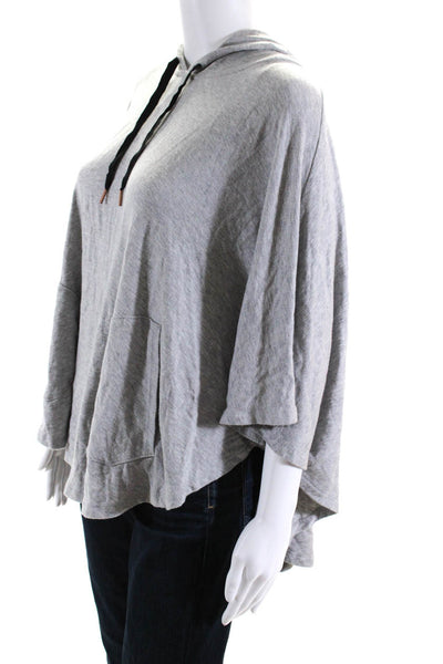 Beyond Yoga Womens Gray Front Pockets Pullover Poncho Hoodie Top Size XS/S