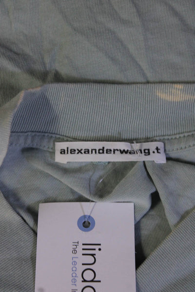 T Alexander Wang Womens Short Sleeve Cropped Tie Dyed Tee Shirt Blue Size Medium