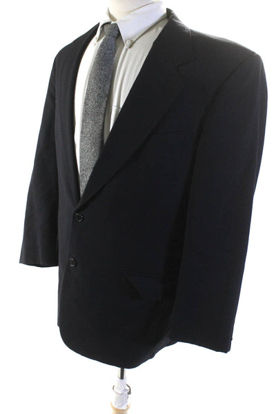Valentino Uomo Mens Two Button Notched Lapel Blazer Jacket Navy Blue Wool 41R
