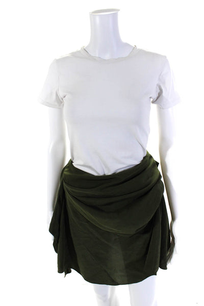 Hamilton Womens Silk Draped Sides A Line Mini Skirt Green Size EUR 40