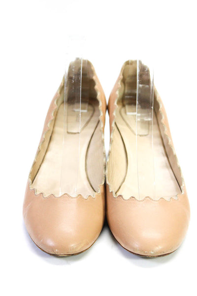 Chloe Womens Leather Scalloped Trim Classic Pumps Beige Size 38.5 8.5