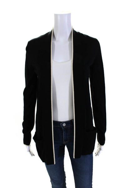 Theory Womens Merino Wool Knit Long Sleeve V-Neck Cardigan Sweater Black Size PP