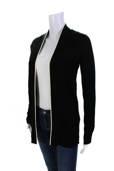 Theory Womens Merino Wool Knit Long Sleeve V-Neck Cardigan Sweater Black Size PP