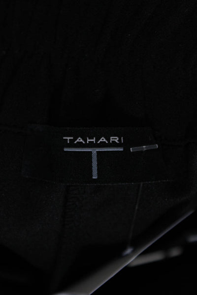 Tahari Womens Black Belted Stretch Pleated Straight Leg Dress Pants Size XS