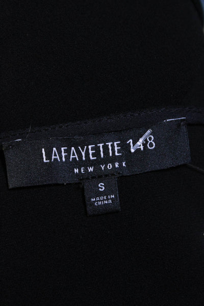 Lafayette 148 New York Womens Textured Short Sleeve Henley Blouse Black Size S