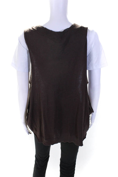 Inhabit Womens Cotton Knit V-Neck Button Up Sweater Vest Brown Size M