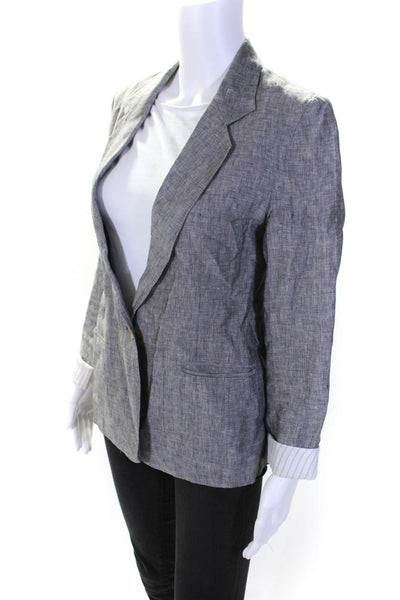 Oliver Spencer Womens Woven Notched Collar One Button Up Blazer Gray Size 10