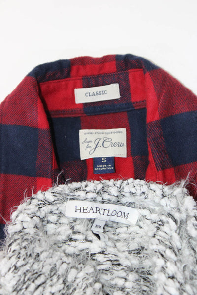J Crew Heartloom Womens Blouse Tops Cardigans Red Size M S Lot 2