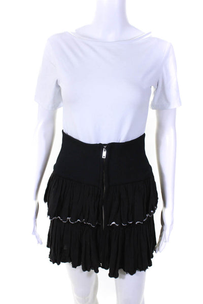 Isabel Marant Women's Elastic Waist Ruffle Mini Skirt Black Size 40