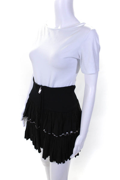 Isabel Marant Women's Elastic Waist Ruffle Mini Skirt Black Size 40