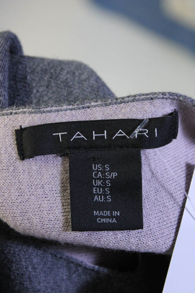 Tahari Women's Round Neck 3/4 Sleeves Pockets Tunic Blouse Gray Size S