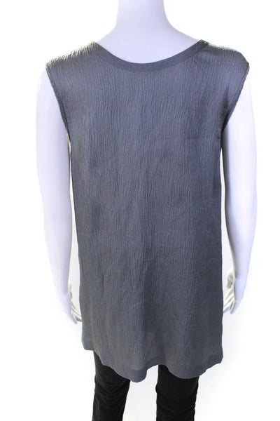 Vera Wang Women's Scoop Neck Sleeveless Embellish Tunic Blouse Gray Size 6