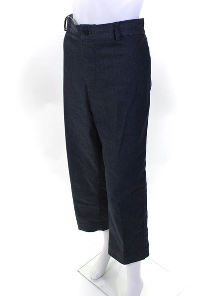 Jarbo Womens Zipper Fly High Rise Pleated Trouser Pants Blue Cotton Size IT 42