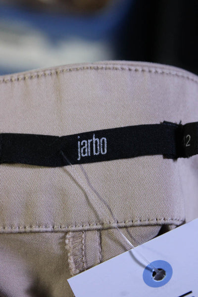 Jarbo Womens Zipper Fly Pleated Straight Leg Chino Pants Beige Size IT 42