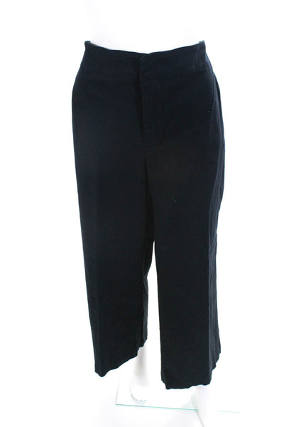 Jarbo Womens High Rise Wide Leg Pants Navy Blue Cotton Size EUR 42