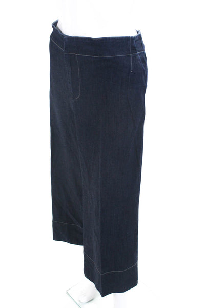 Jarbo Womens Dark Wash High Rise Wide Leg Jeans Blue Cotton Size EUR 42
