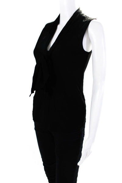 Rachel Zoe Women's Sleeveless V Neck Satin Blouse Black Size S