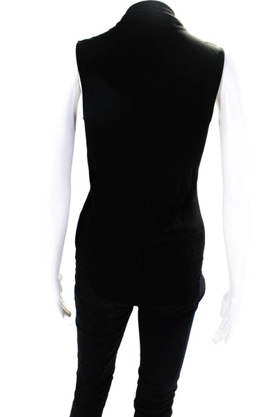 Rachel Zoe Women's Sleeveless V Neck Satin Blouse Black Size S