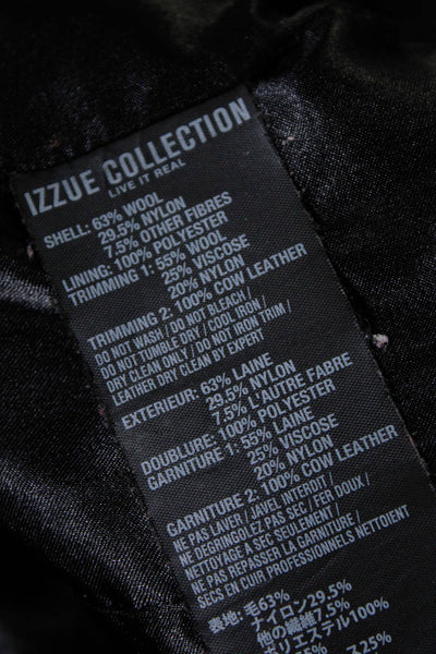 Izzue Collection Womens Front Zip Crew Neck Jacket Black Wool Size FR 34