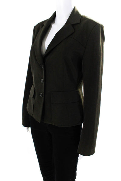 Strenesse Blue Womens Three Button Notched Lapel Blazer Jacket Green Size 8