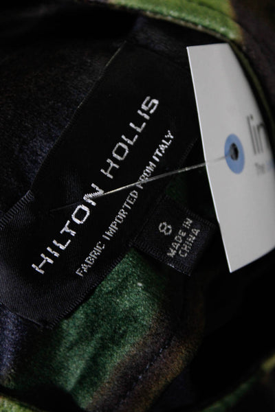 Hilton Hollis Womens Front Zip Crew Neck Printed Jacket Gray Green Cotton Size 8