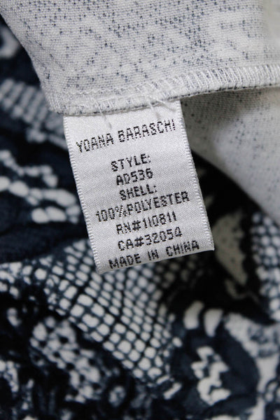 Baraschi Womens Back Zip Half Sleeve Printed Sheath Dress Blue White Size 4
