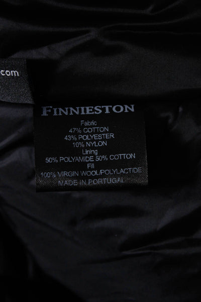 Finnieston Mens Button Zip Front Hooded Jacket Black Cotton Size Medium