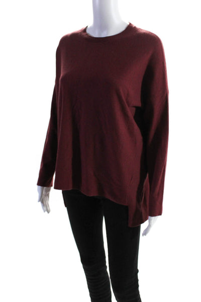 Eileen Fisher Womens Thin Knit Relaxed Fit Long Sleeved Crew Sweater Red Size XS