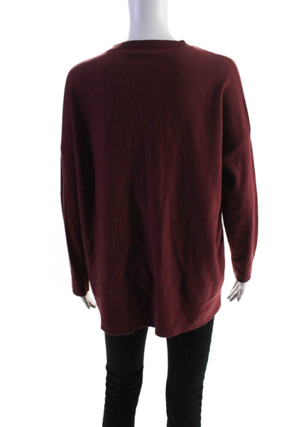 Eileen Fisher Womens Thin Knit Relaxed Fit Long Sleeved Crew Sweater Red Size XS