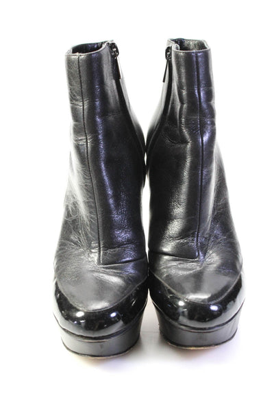 Gina Womens Leather Platform Zip Up High Heel Ankle Boots Black Size 6