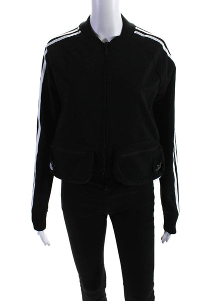 Adidas Womens Full Zipper Cropped Light Track Jacket Black  Cotton Size Small