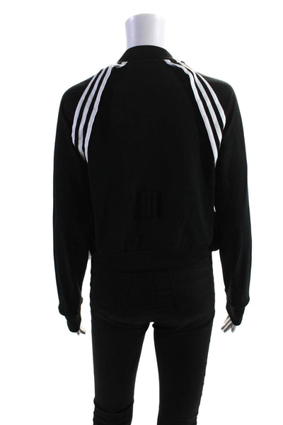 Adidas Womens Full Zipper Cropped Light Track Jacket Black  Cotton Size Small