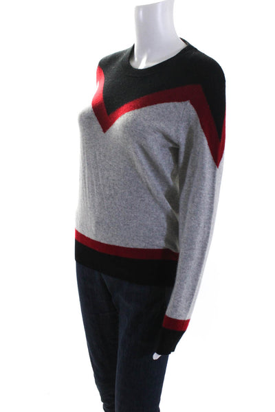 Veronica Beard Women's Cashmere Printed Crewneck Sweater Gray Red Size S