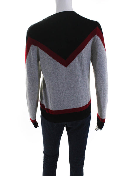 Veronica Beard Women's Cashmere Printed Crewneck Sweater Gray Red Size S