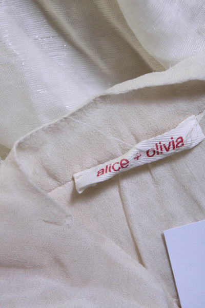 Alice + Olivia Womens Smocked Metallic Sleeveless A Line Dress Ivory Size Medium