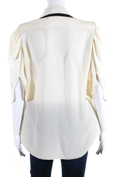Chloe Womens Ivory Silk Removable Collar 3/4 Sleeve Blouse Top Size 40