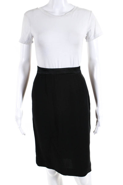 Lanvin Womens Solid Black Zip Back Knee Length Pencil Skirt Size 6