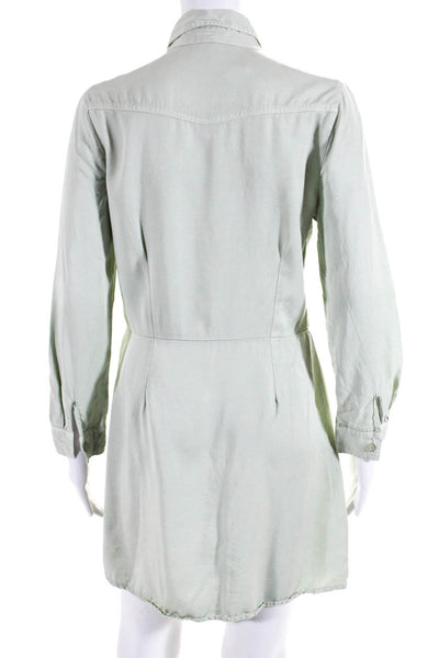 YFB Womens Mint Green Collar Long Sleeve Button Down Shift Dress Size S/M