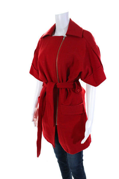Paul & Joe Sister Women's Short Sleeve Asymmetric Zip Jacket Red Size 36