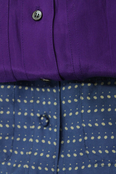 J Crew Women's Silk Polka Dot Print Button Down Blouse Blue Size 00, Lot 2