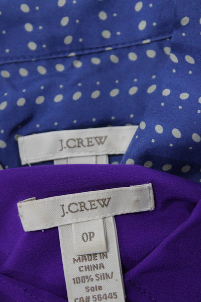 J Crew Women's Silk Polka Dot Print Button Down Blouse Blue Size 00, Lot 2