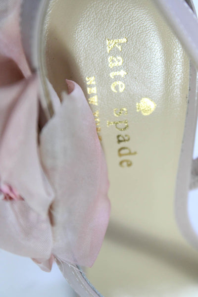Kate Spade Women's Leather Peep Toe Strappy Flower Motif Heels Pink Size 5.5