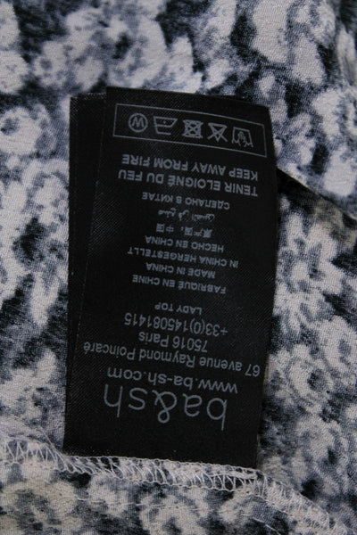 Ba&Sh Women's Long Sleeve Floral Print V-Neck Blouse Black Size XS