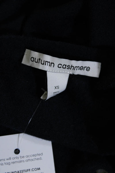 Autumn Cashmere Women's Cashmere V-Neck Cutout Knit Blouse Navy Size XS